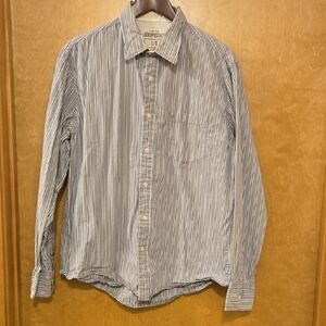 Mens Aeropostale Gray and White Striped Casual Button-Down Shirt